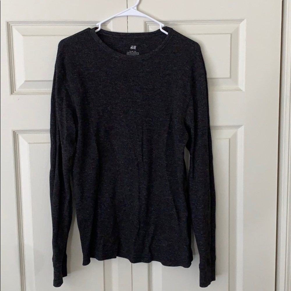 Black waffle weave tee